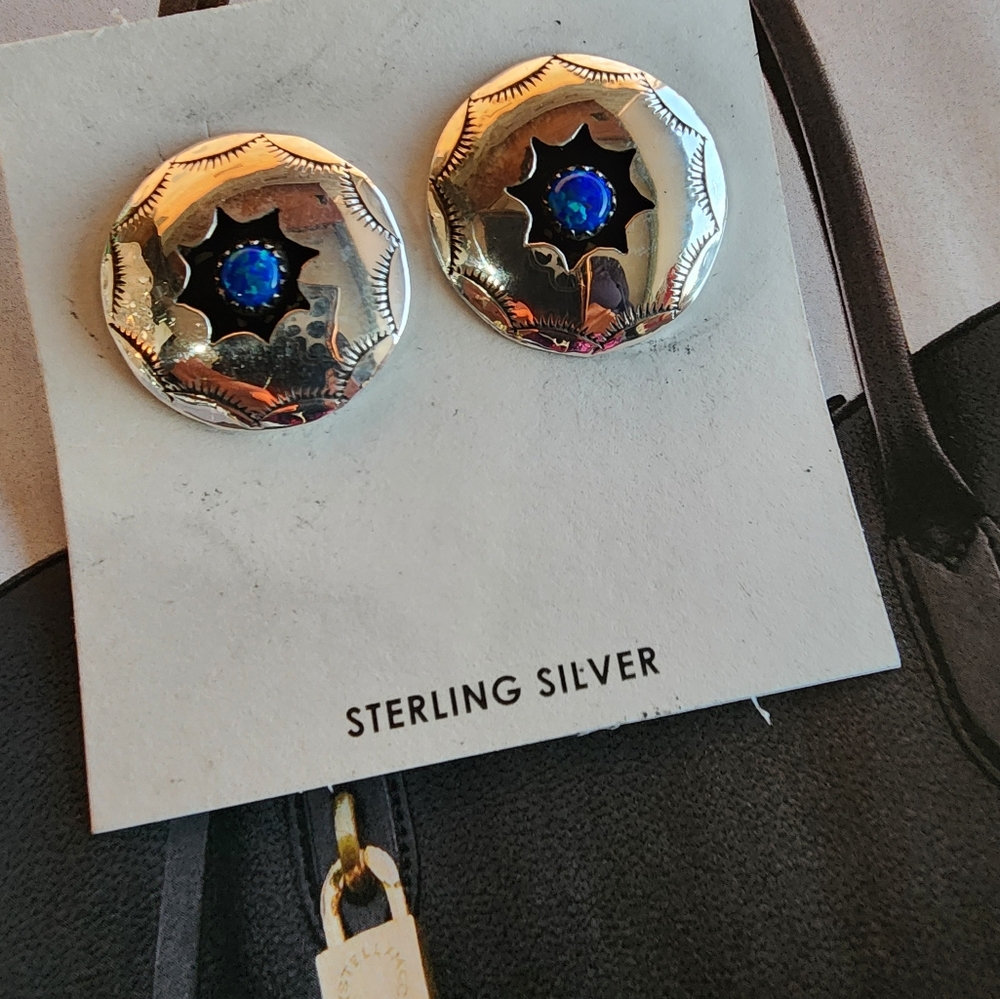 Sterling Silver Navajo Hand-made Earrings - Picture 4 of 15